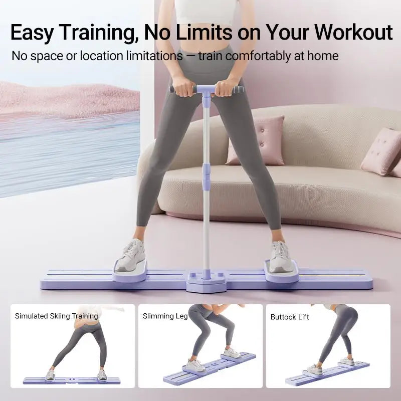 "Foldable 3-in-1 Ski Trainer: Leg, Pelvic & Hip Strengthener for Postpartum Women, Home Gym Equipment"