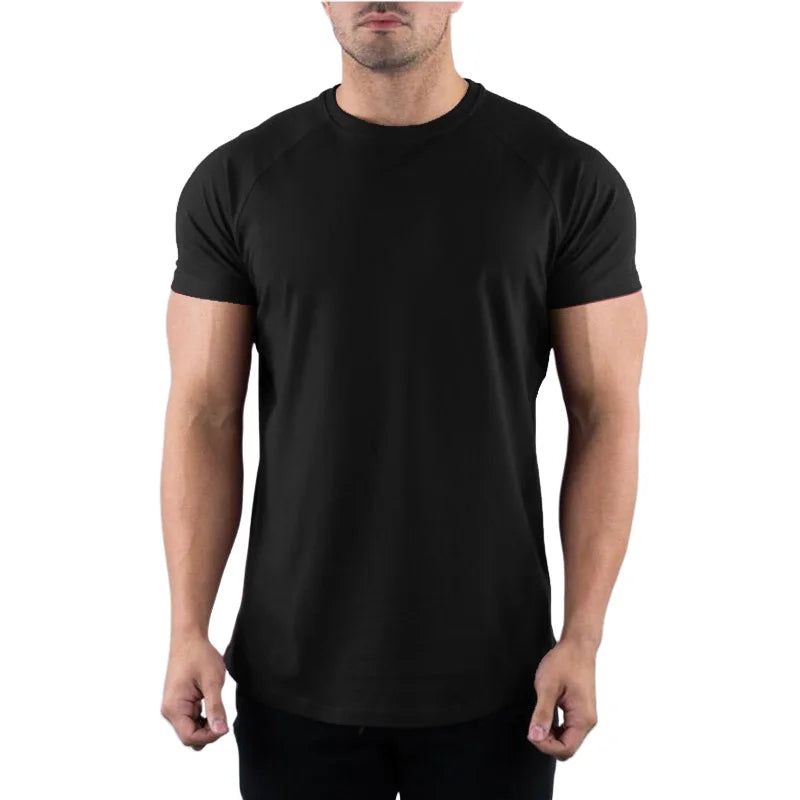 Muscle Fitness T-shirt Summer Men's Athleisure Workout short sleeve T-shirt High Quality cotton Men T-shirt Gym Sport Shirt Tops