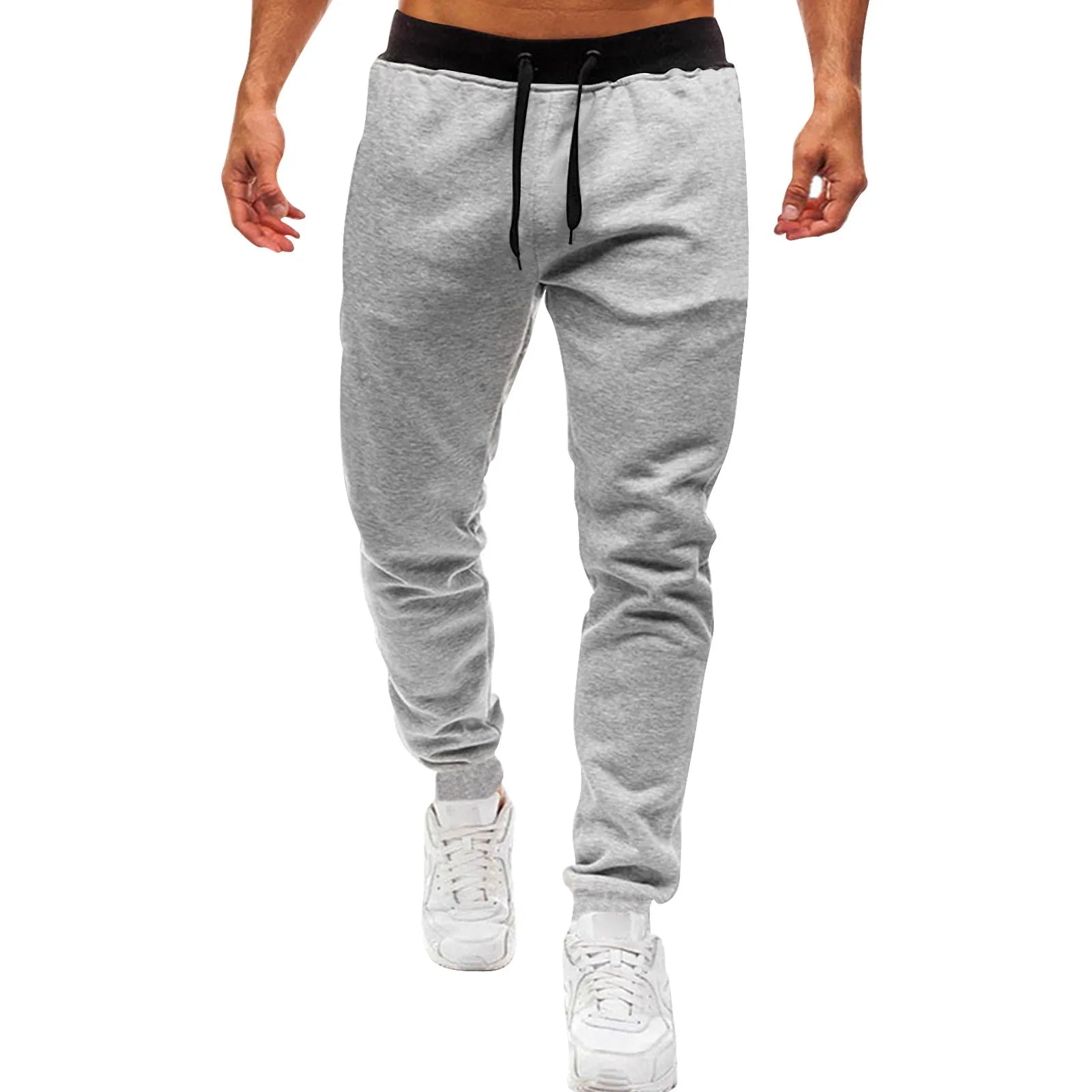 Mens Drawstring Jogger Pants Slim Fit Ribbed Cuff Casual Trousers Stylish Streetwear Bottoms Trendy Athleisure Pants