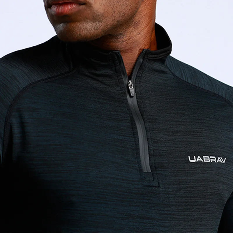 Men Long Sleeve Sport Shirt Sports Jersey Tops Lightweight Running Gym Fitness Workout Activewear Zip Pullover Quick Dry