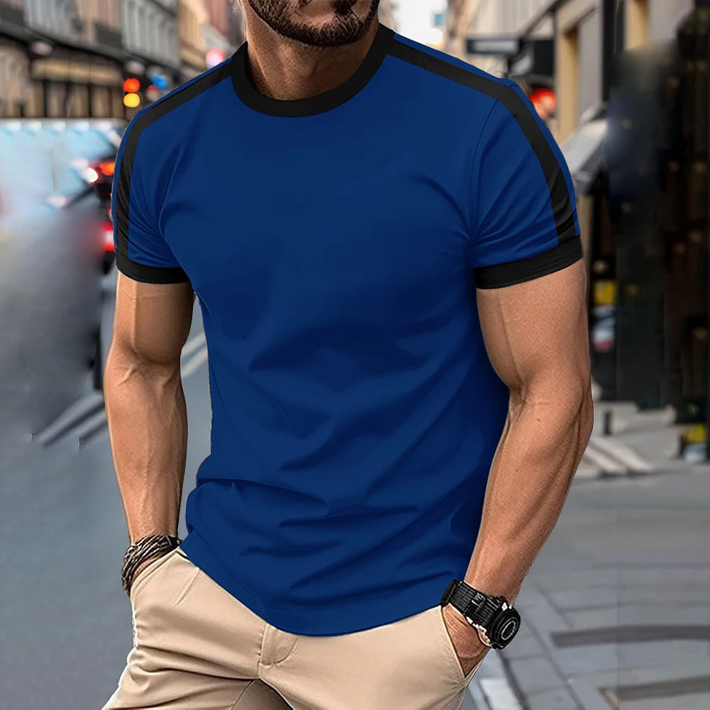 Gym Workout Fitness Slim Top Trendy Men Fitness Apparel Gym Regular Crew Neck 95 Polyester Solid Color Pattern
