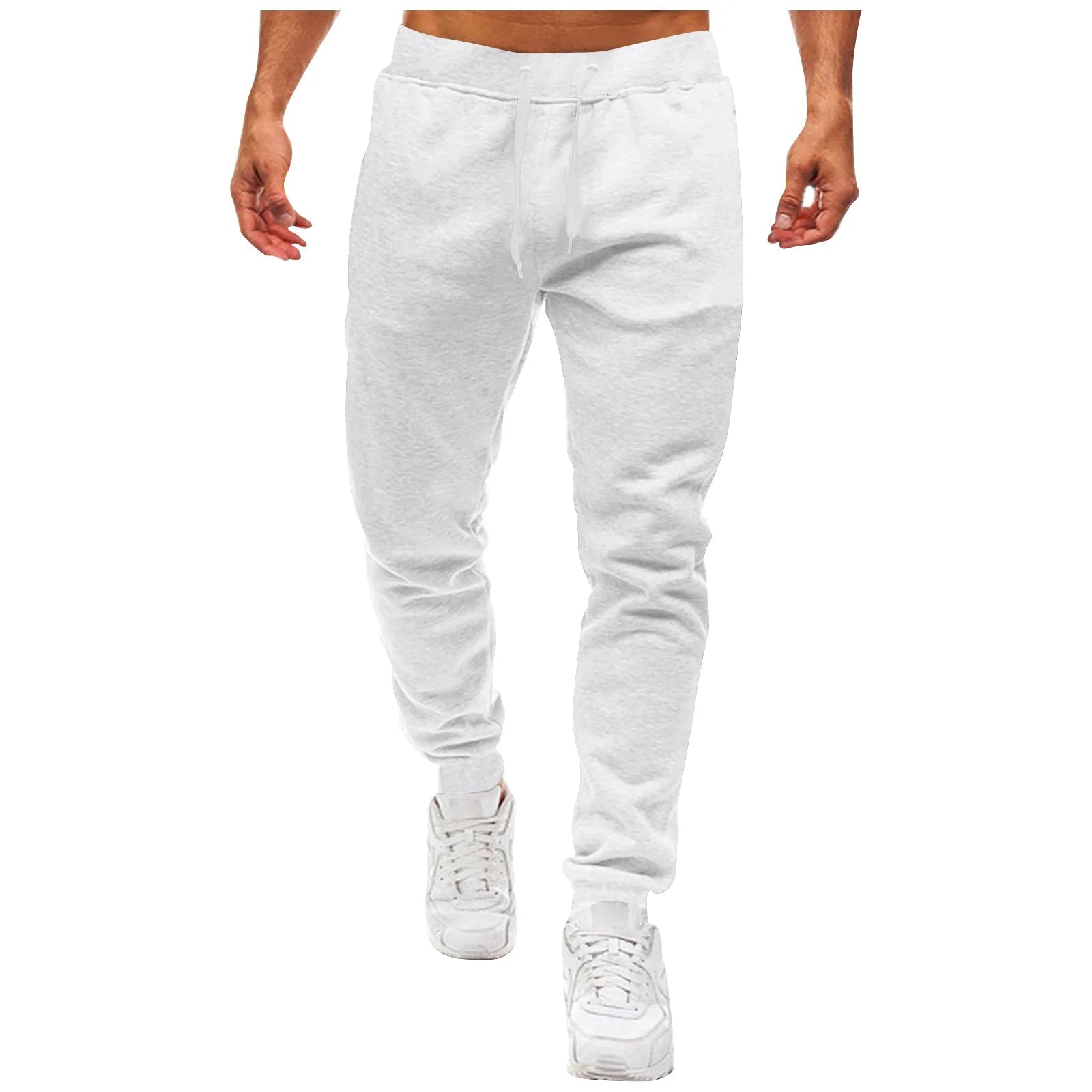 Mens Drawstring Jogger Pants Slim Fit Ribbed Cuff Casual Trousers Stylish Streetwear Bottoms Trendy Athleisure Pants