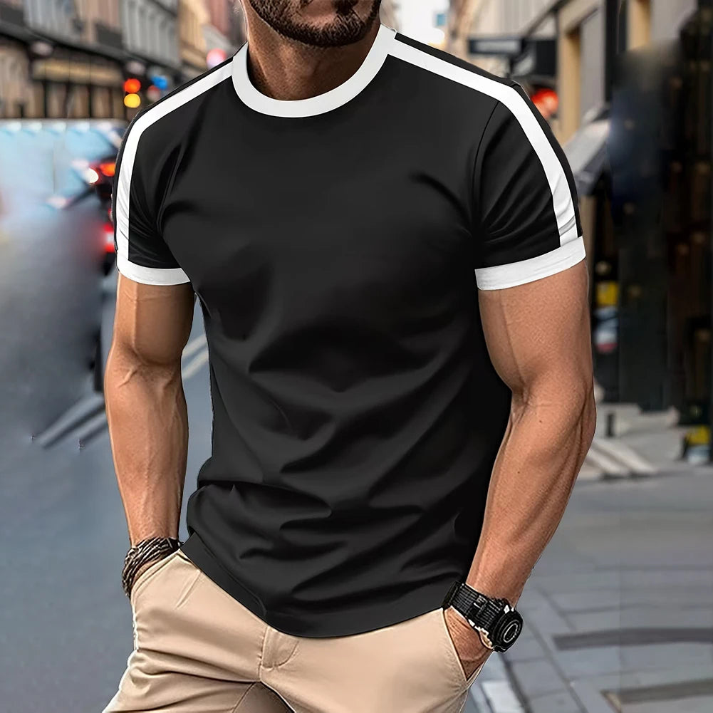 Gym Workout Fitness Slim Top Trendy Men Fitness Apparel Gym Regular Crew Neck 95 Polyester Solid Color Pattern