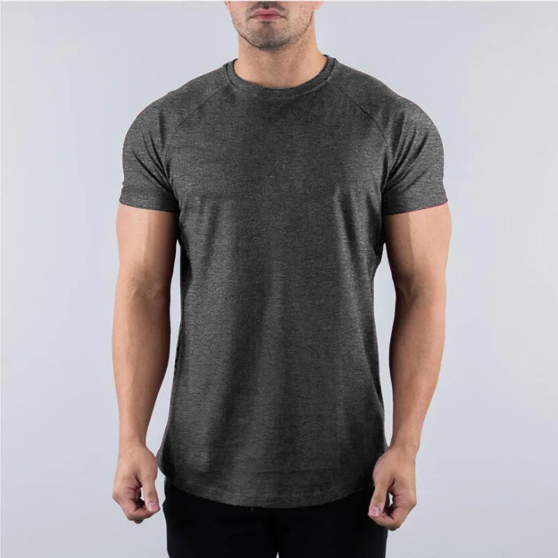 Muscle Fitness T-shirt Summer Men's Athleisure Workout short sleeve T-shirt High Quality cotton Men T-shirt Gym Sport Shirt Tops