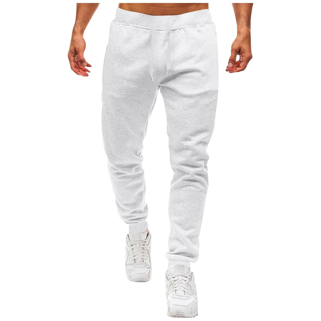 Mens Drawstring Jogger Pants Slim Fit Ribbed Cuff Casual Trousers Stylish Streetwear Bottoms Trendy Athleisure Pants