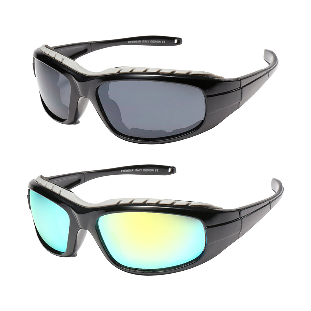 Wraparound UV400 Protection Chopper Cycling Sunglasses (2 Pack)