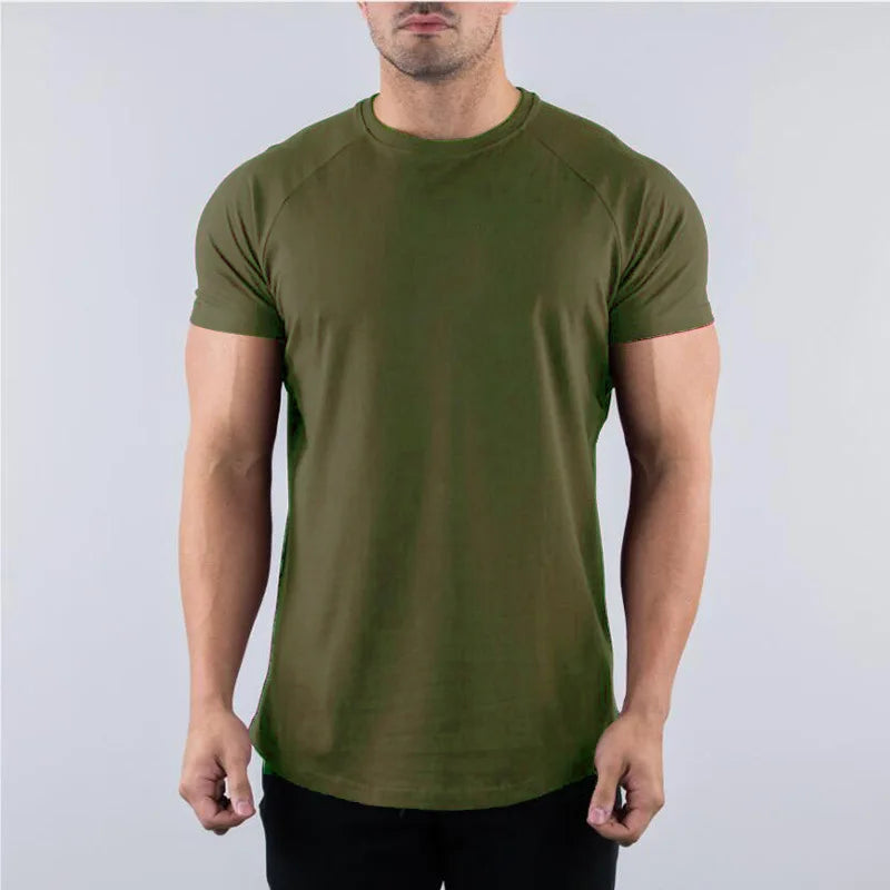 Muscle Fitness T-shirt Summer Men's Athleisure Workout short sleeve T-shirt High Quality cotton Men T-shirt Gym Sport Shirt Tops