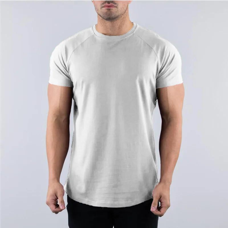 Muscle Fitness T-shirt Summer Men's Athleisure Workout short sleeve T-shirt High Quality cotton Men T-shirt Gym Sport Shirt Tops