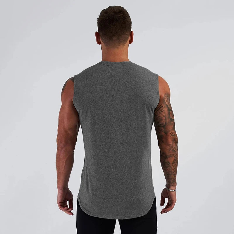 Summer Cotton Sleeveless T-Shirts Breathable Workout Tank Tops Mens Bodybuilding Clothing Fitness Sport Vests Muscle Singlets