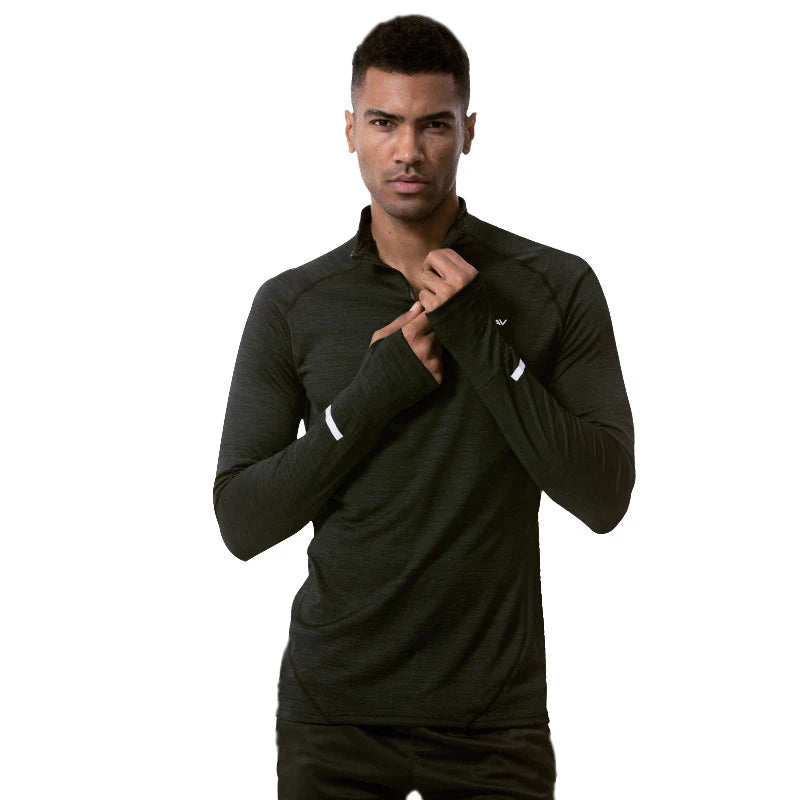 Men Long Sleeve Sport Shirt Sports Jersey Tops Lightweight Running Gym Fitness Workout Activewear Zip Pullover Quick Dry