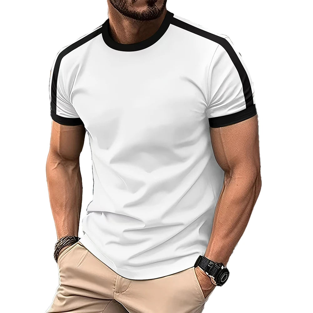 Gym Workout Fitness Slim Top Trendy Men Fitness Apparel Gym Regular Crew Neck 95 Polyester Solid Color Pattern