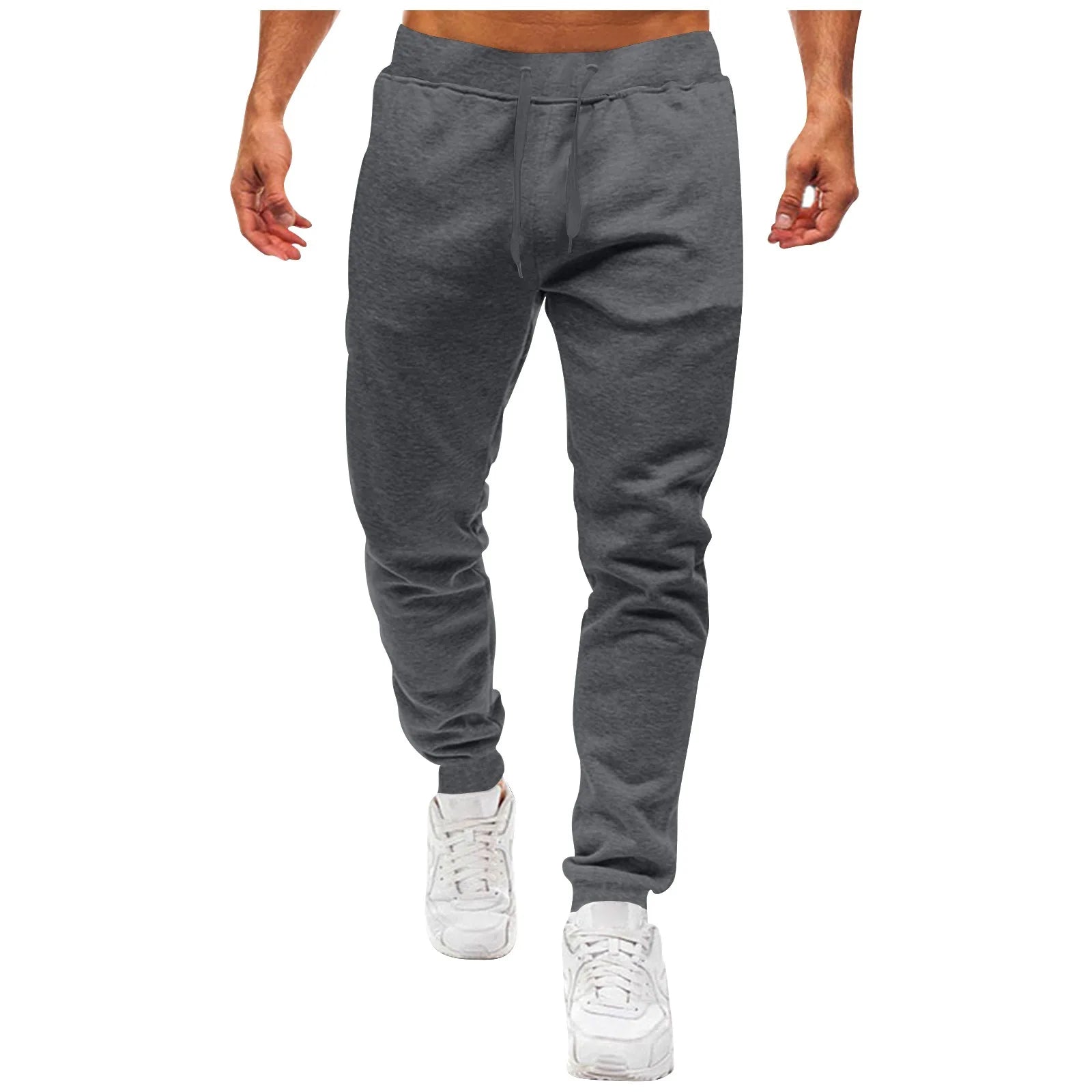 Mens Drawstring Jogger Pants Slim Fit Ribbed Cuff Casual Trousers Stylish Streetwear Bottoms Trendy Athleisure Pants