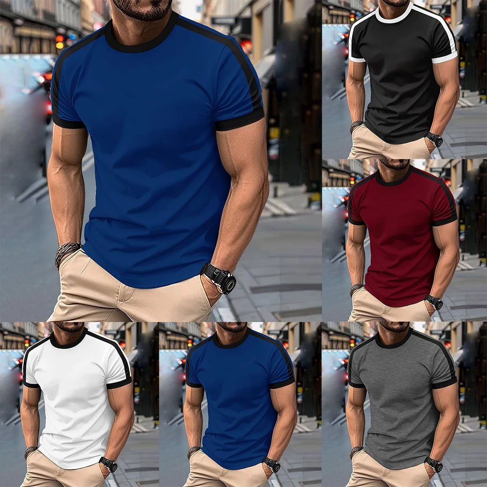 Gym Workout Fitness Slim Top Trendy Men Fitness Apparel Gym Regular Crew Neck 95 Polyester Solid Color Pattern