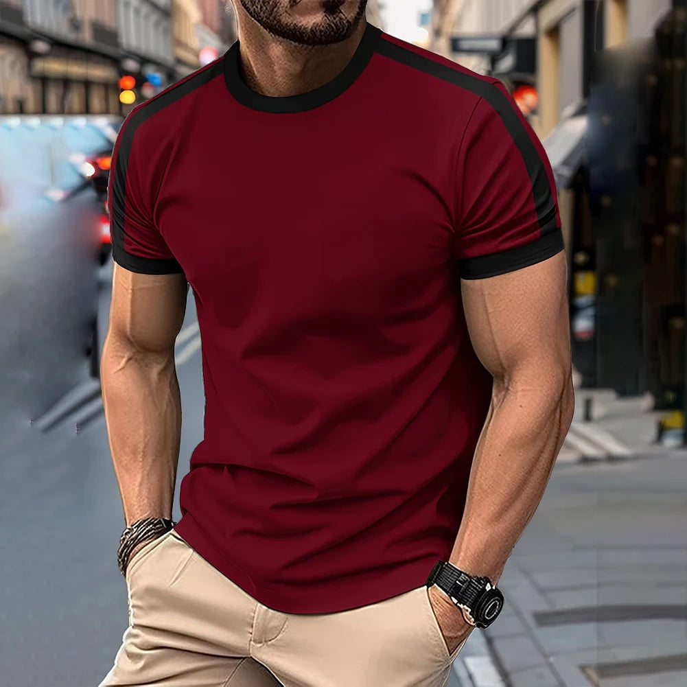Gym Workout Fitness Slim Top Trendy Men Fitness Apparel Gym Regular Crew Neck 95 Polyester Solid Color Pattern
