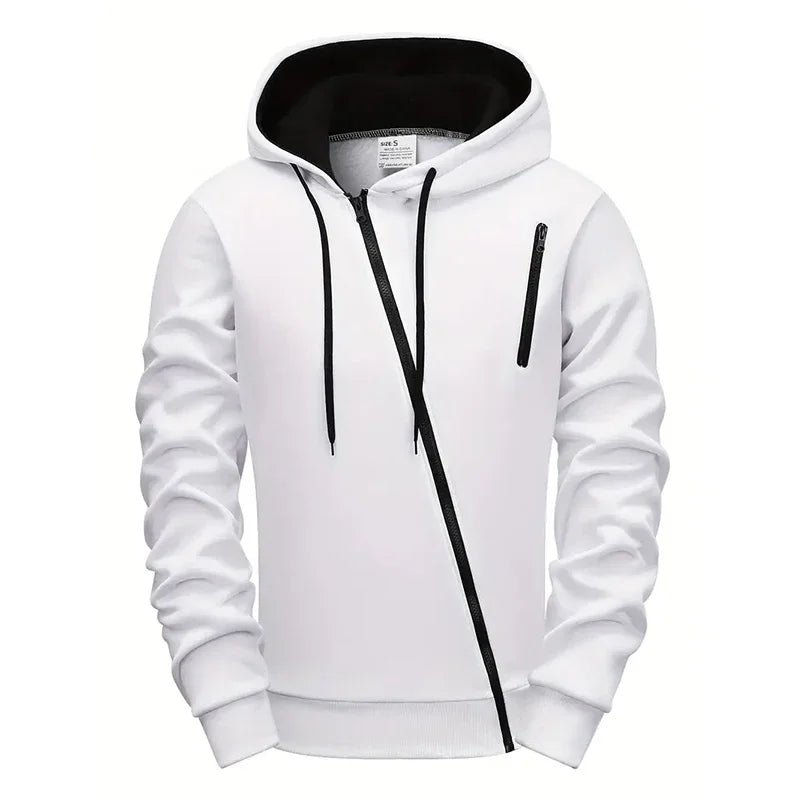 Male Daily Casual Sports Hoody Coat Gym Outdoor Streetwear Budget Athleisure 2025 Men's Asym Zip Hoodie All-Season Riding Jacket