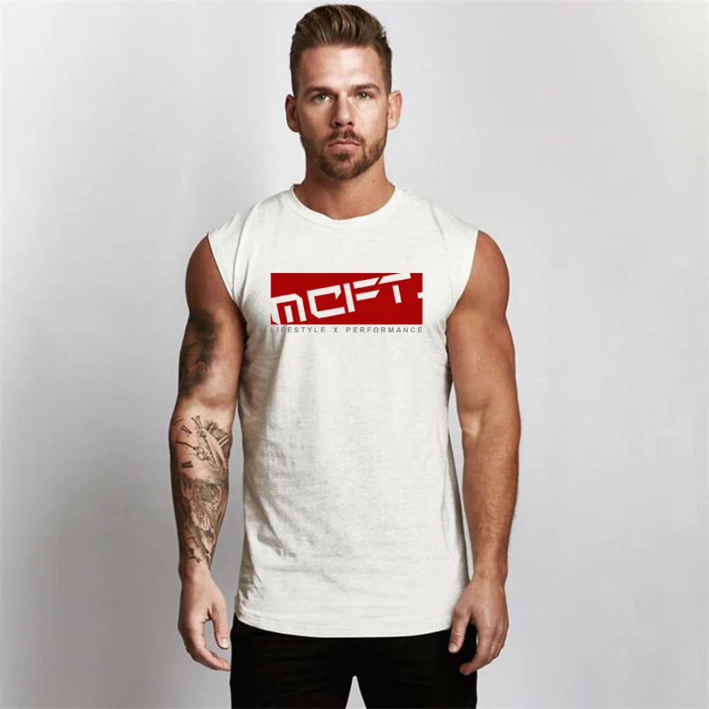 Summer Cotton Sleeveless T-Shirts Breathable Workout Tank Tops Mens Bodybuilding Clothing Fitness Sport Vests Muscle Singlets