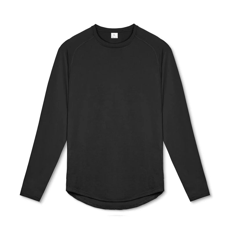 Compression Quick Dry T-shirt Men Running Sport Skinny Long Tee Shirt Male Gym Fitness Bodybuilding Workout Black Tight Clothing