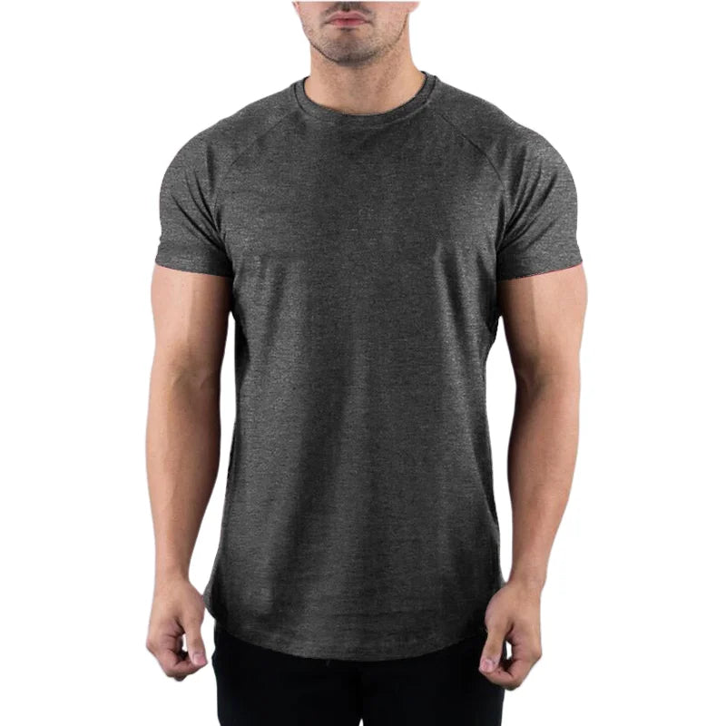 Muscle Fitness T-shirt Summer Men's Athleisure Workout short sleeve T-shirt High Quality cotton Men T-shirt Gym Sport Shirt Tops