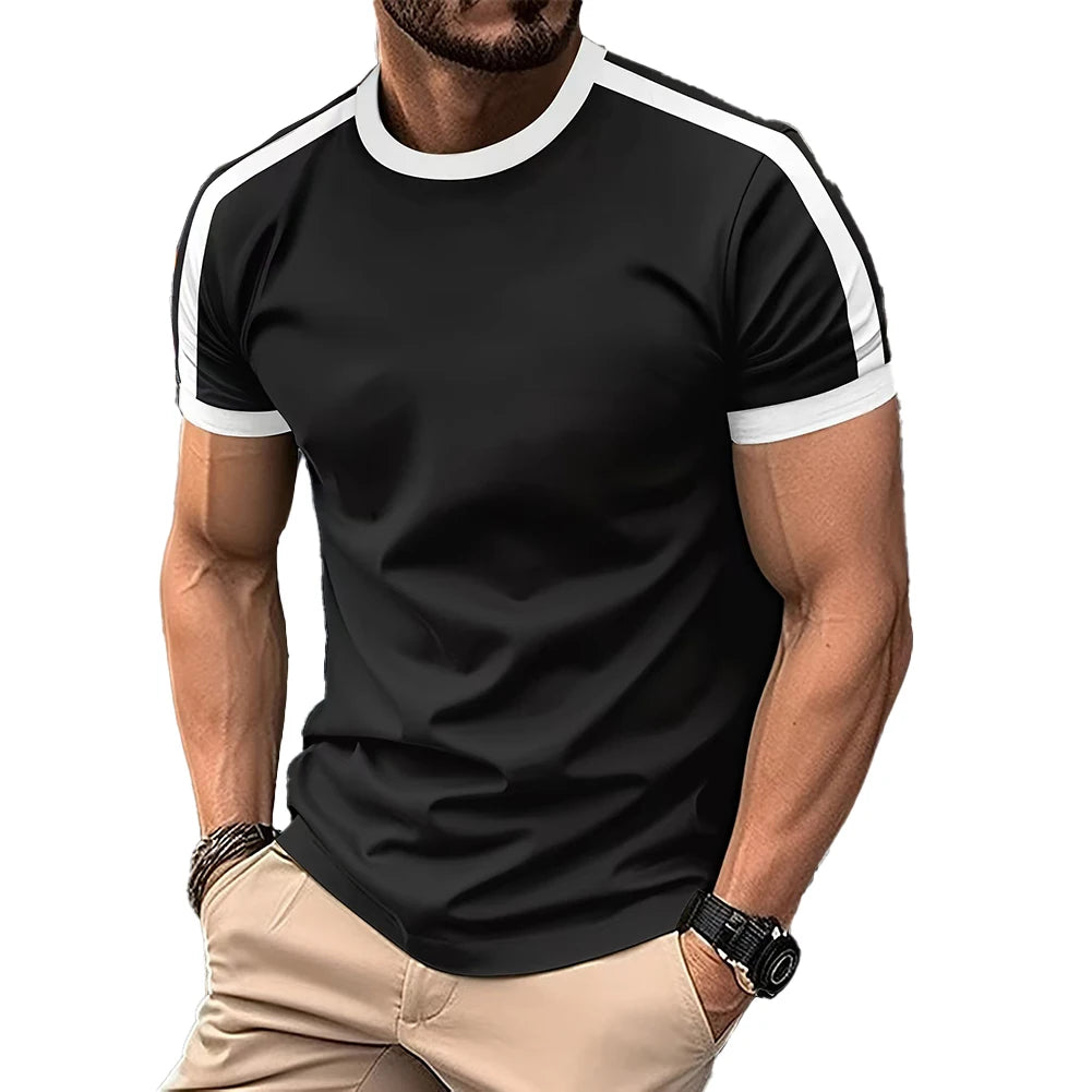 Gym Workout Fitness Slim Top Trendy Men Fitness Apparel Gym Regular Crew Neck 95 Polyester Solid Color Pattern