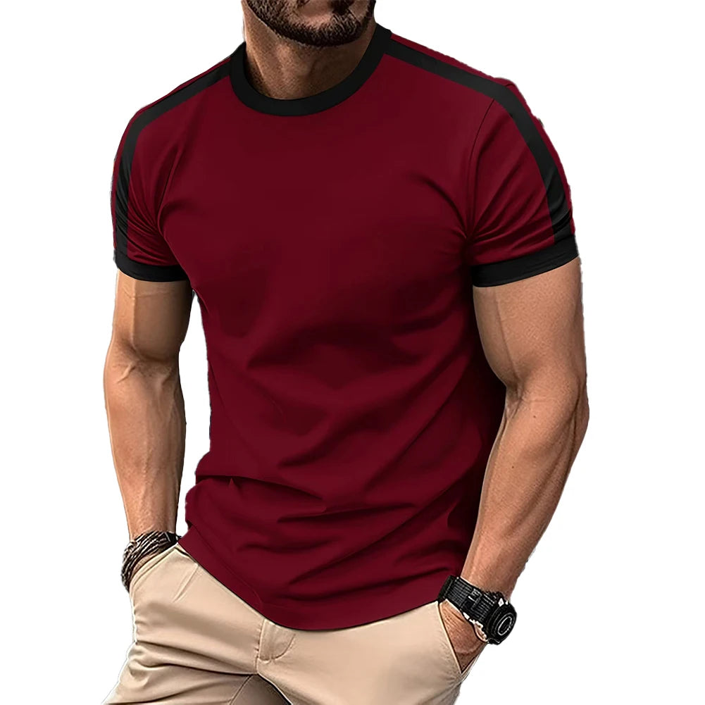 Gym Workout Fitness Slim Top Trendy Men Fitness Apparel Gym Regular Crew Neck 95 Polyester Solid Color Pattern