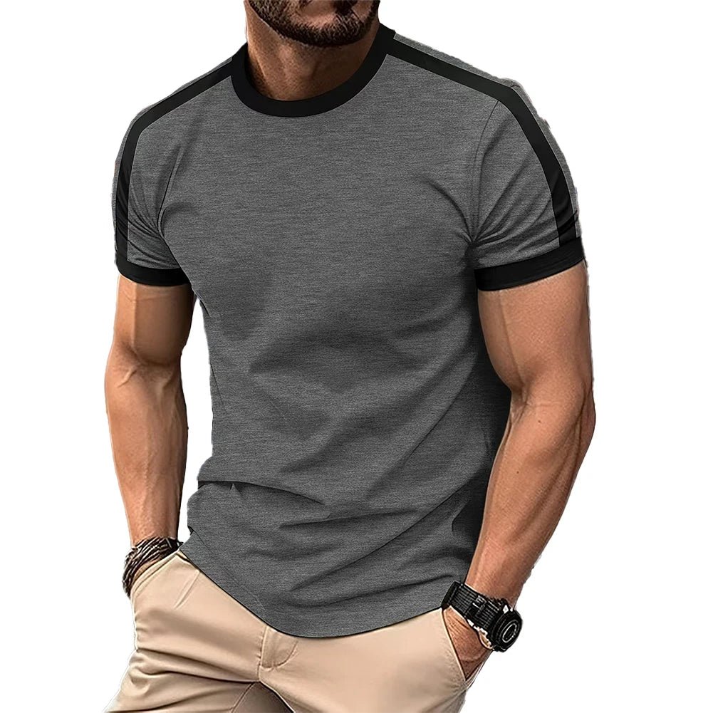 Gym Workout Fitness Slim Top Trendy Men Fitness Apparel Gym Regular Crew Neck 95 Polyester Solid Color Pattern