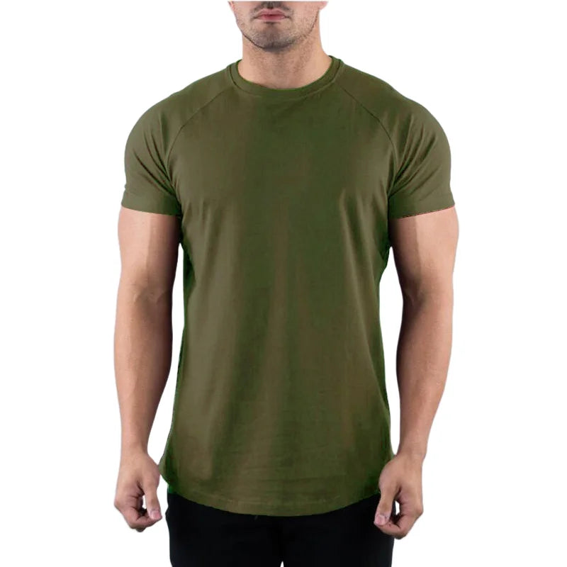Muscle Fitness T-shirt Summer Men's Athleisure Workout short sleeve T-shirt High Quality cotton Men T-shirt Gym Sport Shirt Tops