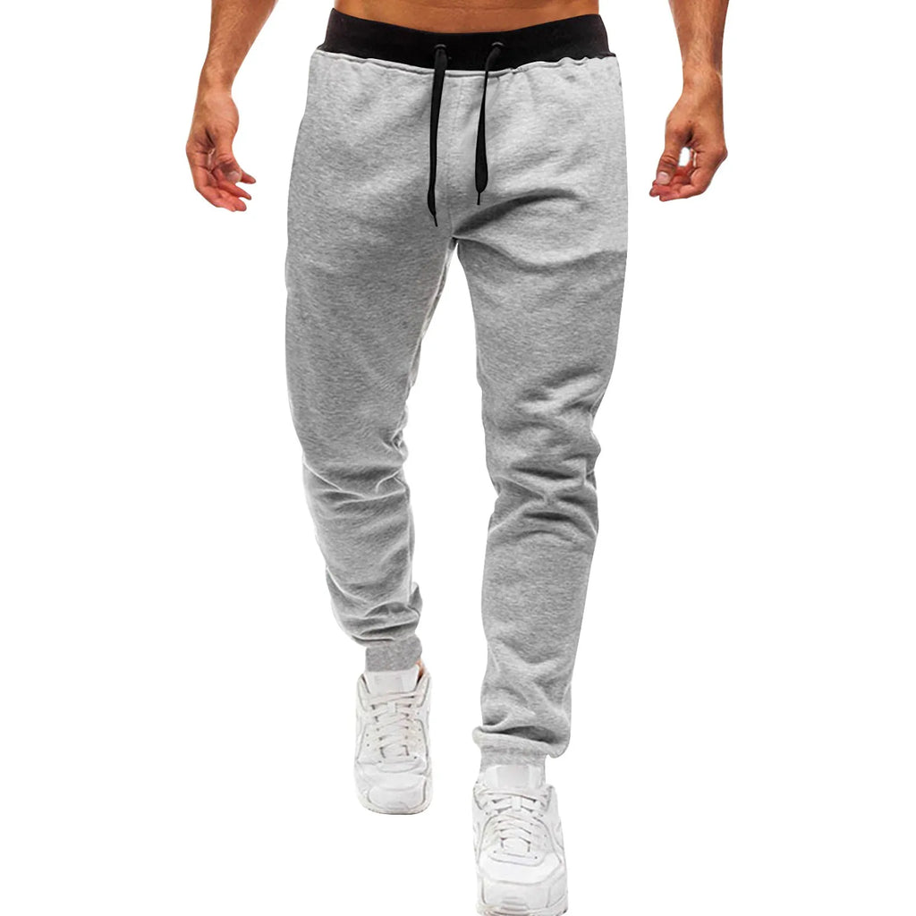 Mens Drawstring Jogger Pants Slim Fit Ribbed Cuff Casual Trousers Stylish Streetwear Bottoms Trendy Athleisure Pants