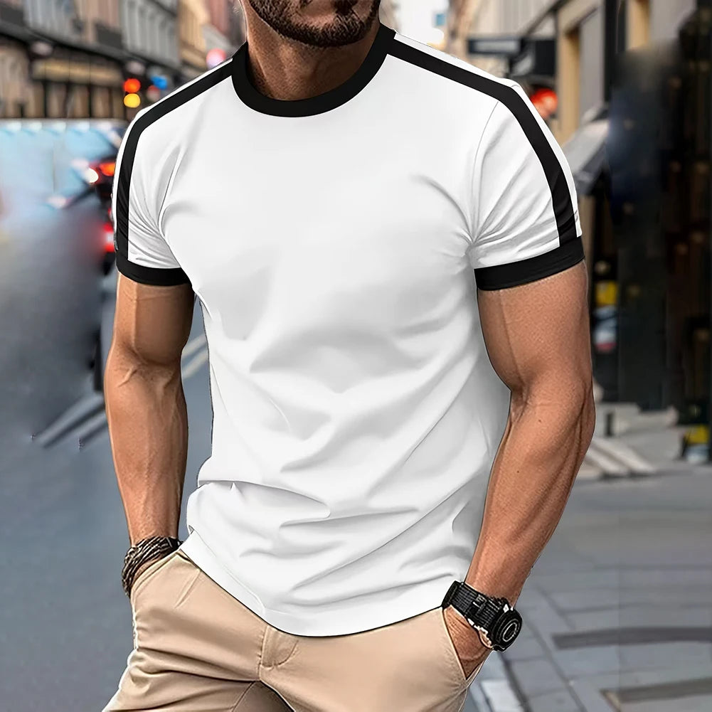 Gym Workout Fitness Slim Top Trendy Men Fitness Apparel Gym Regular Crew Neck 95 Polyester Solid Color Pattern