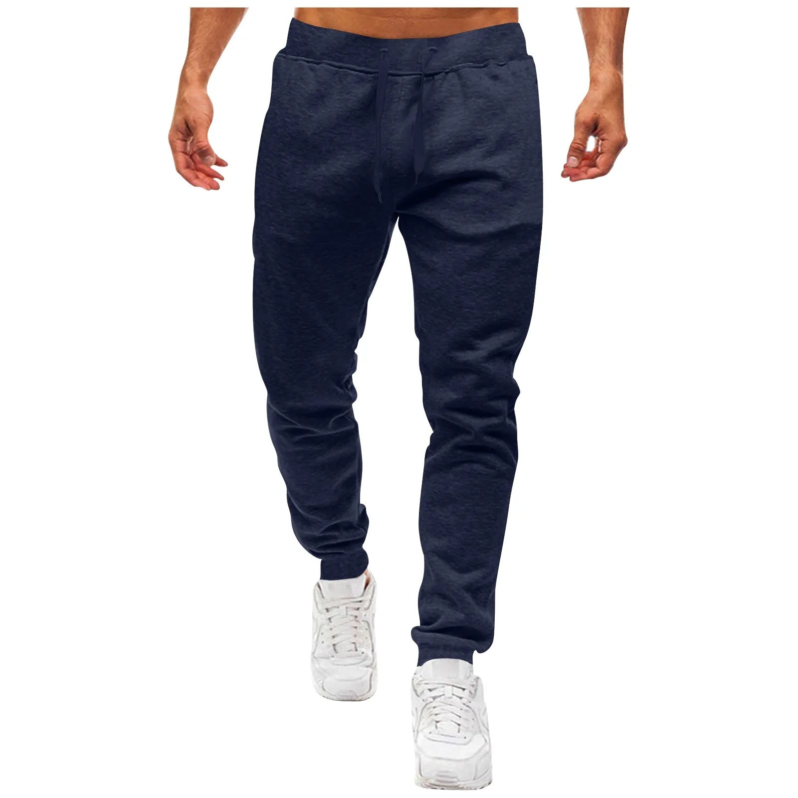 Mens Drawstring Jogger Pants Slim Fit Ribbed Cuff Casual Trousers Stylish Streetwear Bottoms Trendy Athleisure Pants