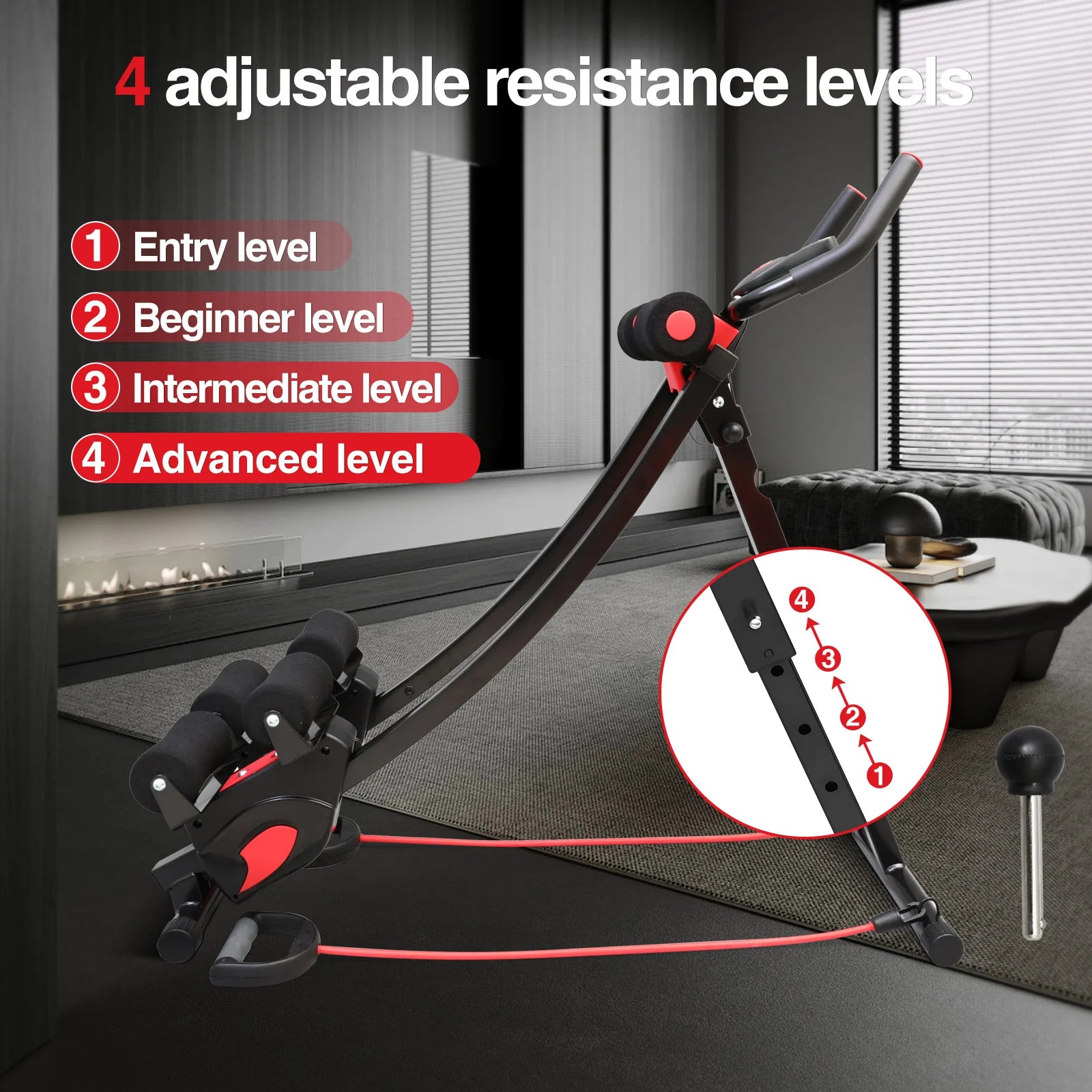 GIKPAL Foldable Ab Machine / Core & Abdominal, Max 440lbs LCD Display