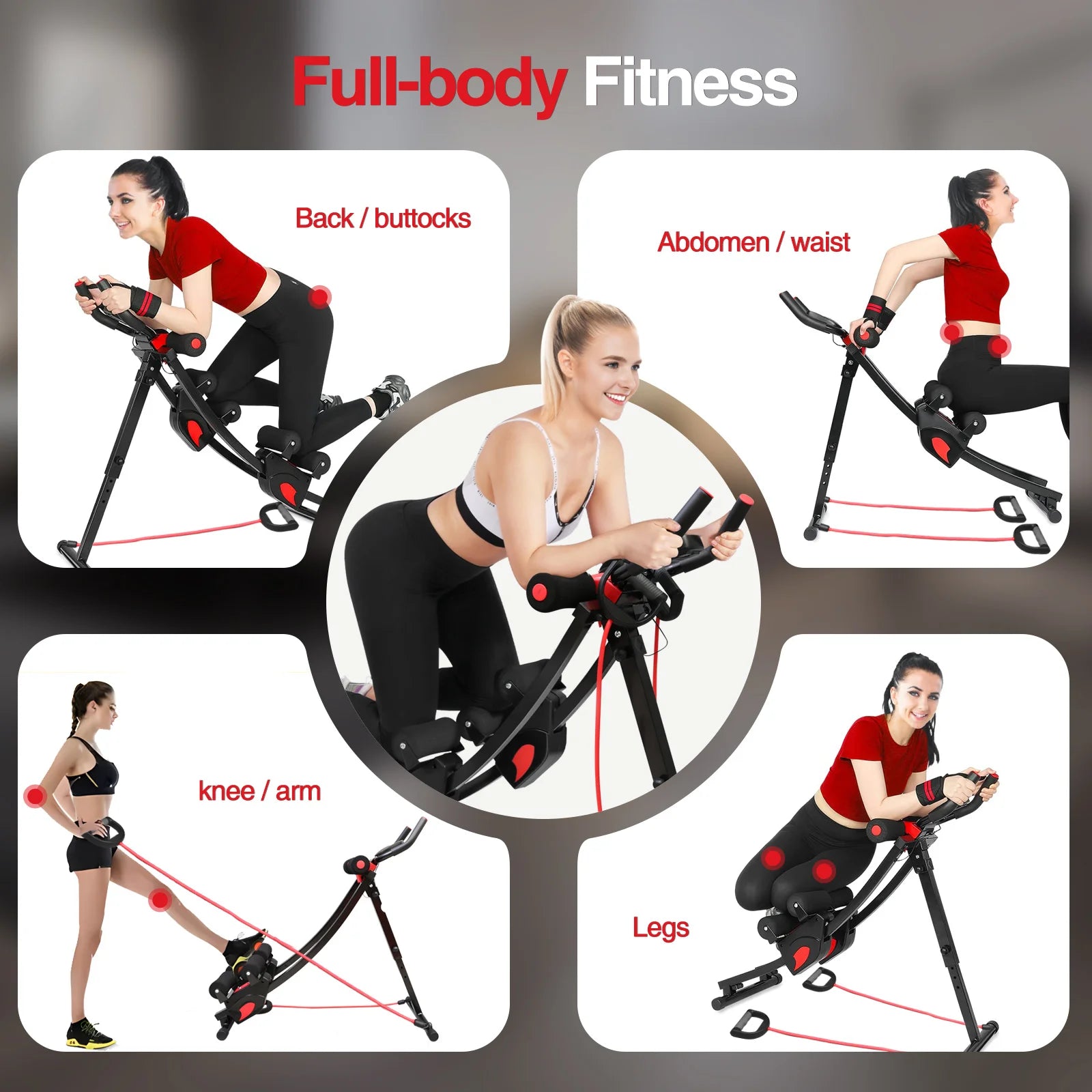 GIKPAL Foldable Ab Machine / Core & Abdominal, Max 440lbs LCD Display