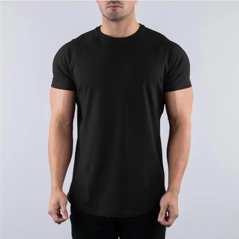 Muscle Fitness T-shirt Summer Men's Athleisure Workout short sleeve T-shirt High Quality cotton Men T-shirt Gym Sport Shirt Tops