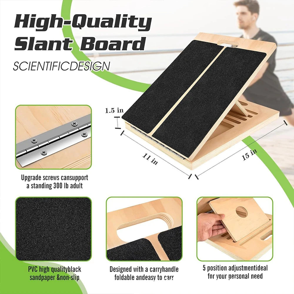 Foldable Wooden Incline Board Adjustable Calf Ankle Stretcher For Home Gym Balance Training Yoga Pilates Equipment
