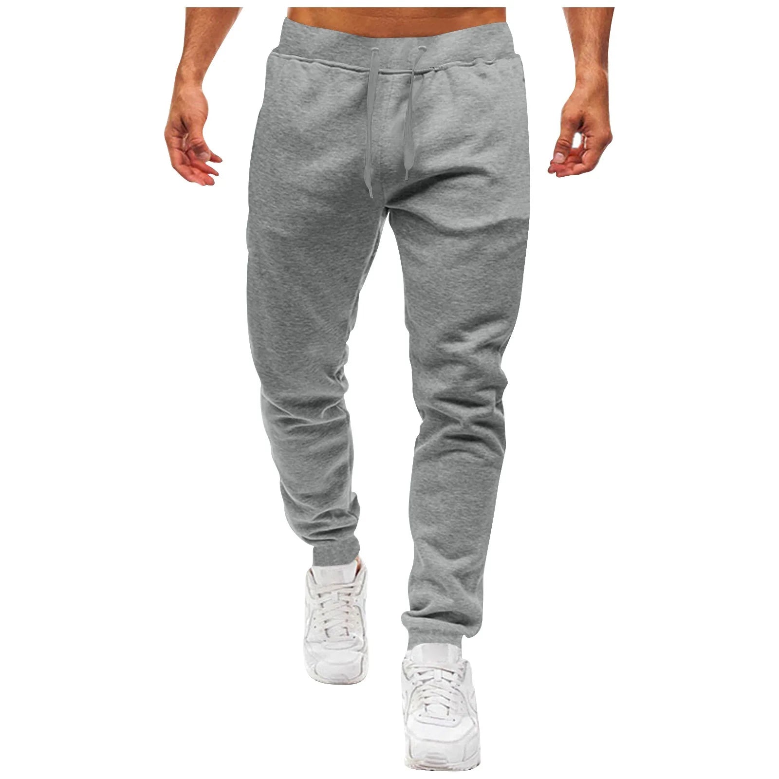 Mens Drawstring Jogger Pants Slim Fit Ribbed Cuff Casual Trousers Stylish Streetwear Bottoms Trendy Athleisure Pants