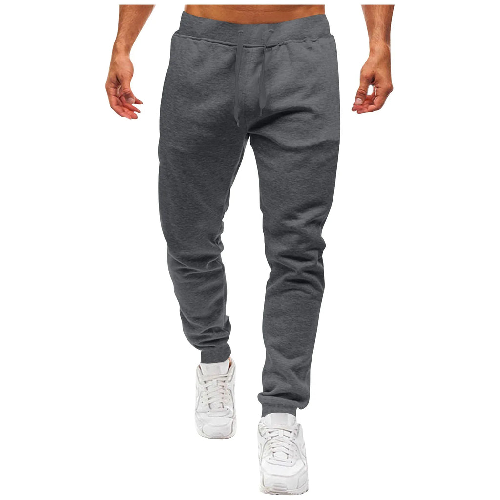 Mens Drawstring Jogger Pants Slim Fit Ribbed Cuff Casual Trousers Stylish Streetwear Bottoms Trendy Athleisure Pants