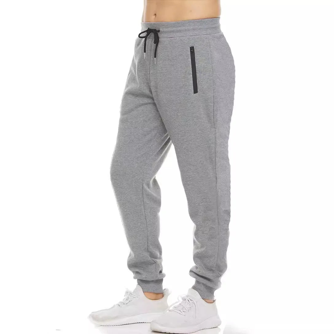 New Sweatpants Side Zipper Pockets Men Joggers Track Pants Elastic Waist Sport Casual Trousers Baggy Fitness Gym Clothing