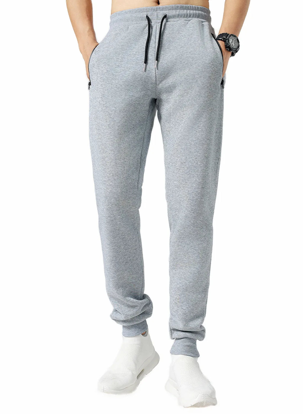 New Sweatpants Side Zipper Pockets Men Joggers Track Pants Elastic Waist Sport Casual Trousers Baggy Fitness Gym Clothing