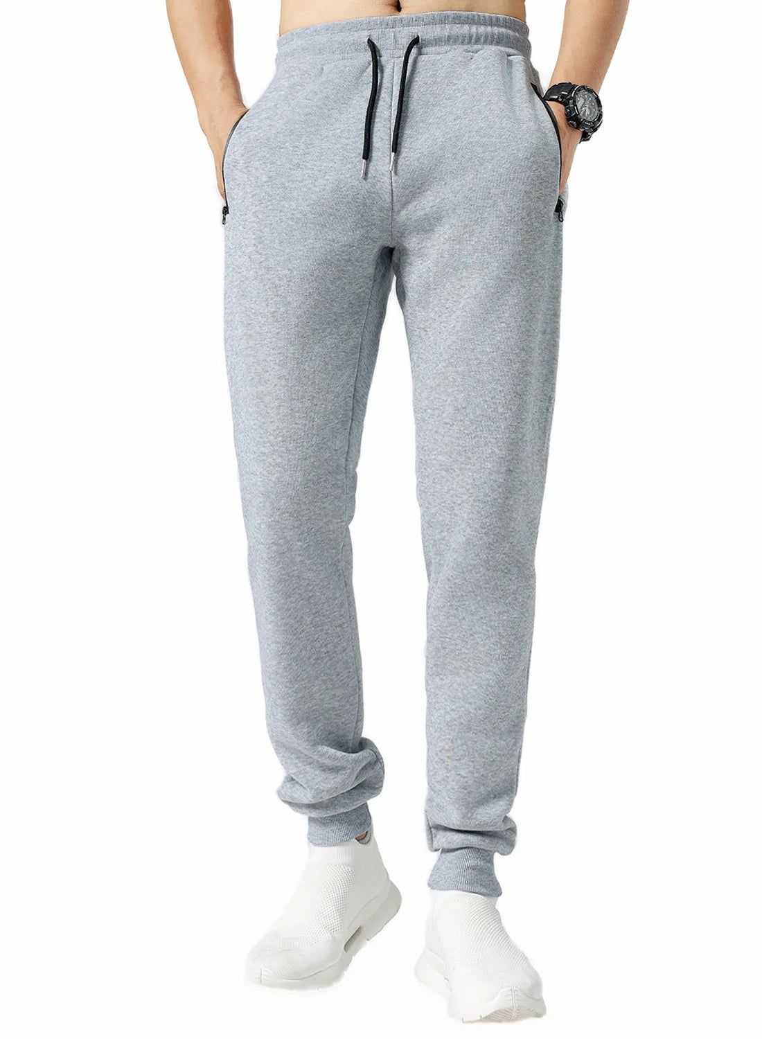 New Sweatpants Side Zipper Pockets Men Joggers Track Pants Elastic Waist Sport Casual Trousers Baggy Fitness Gym Clothing