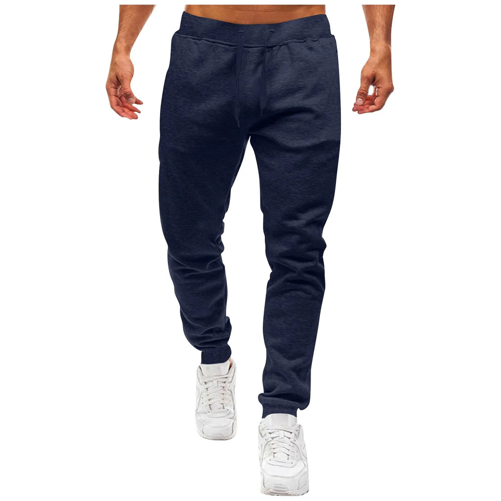 Mens Drawstring Jogger Pants Slim Fit Ribbed Cuff Casual Trousers Stylish Streetwear Bottoms Trendy Athleisure Pants